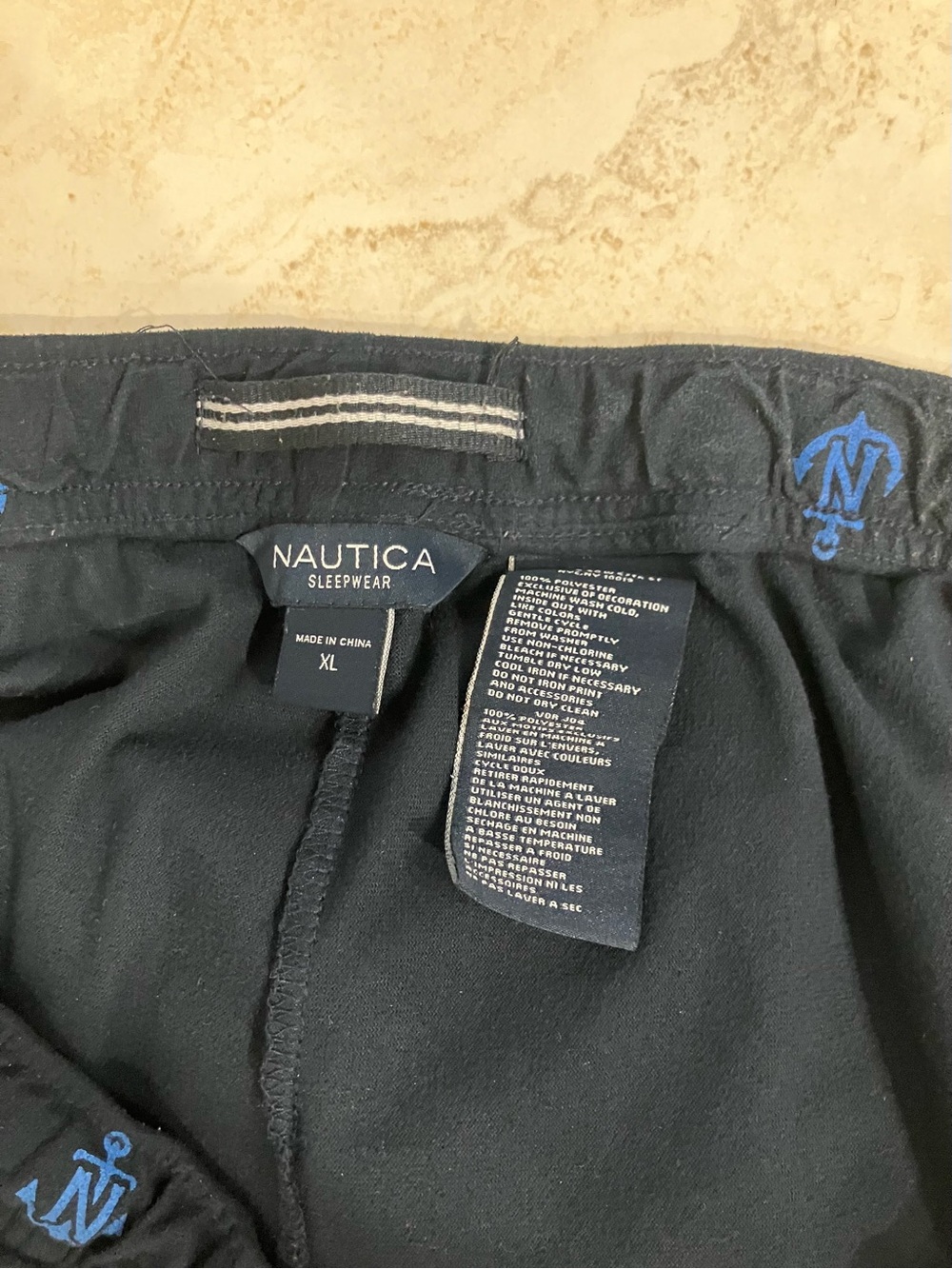 Nautica Black Sweatpants with Blue Anchor Print - Picture 3 of 3